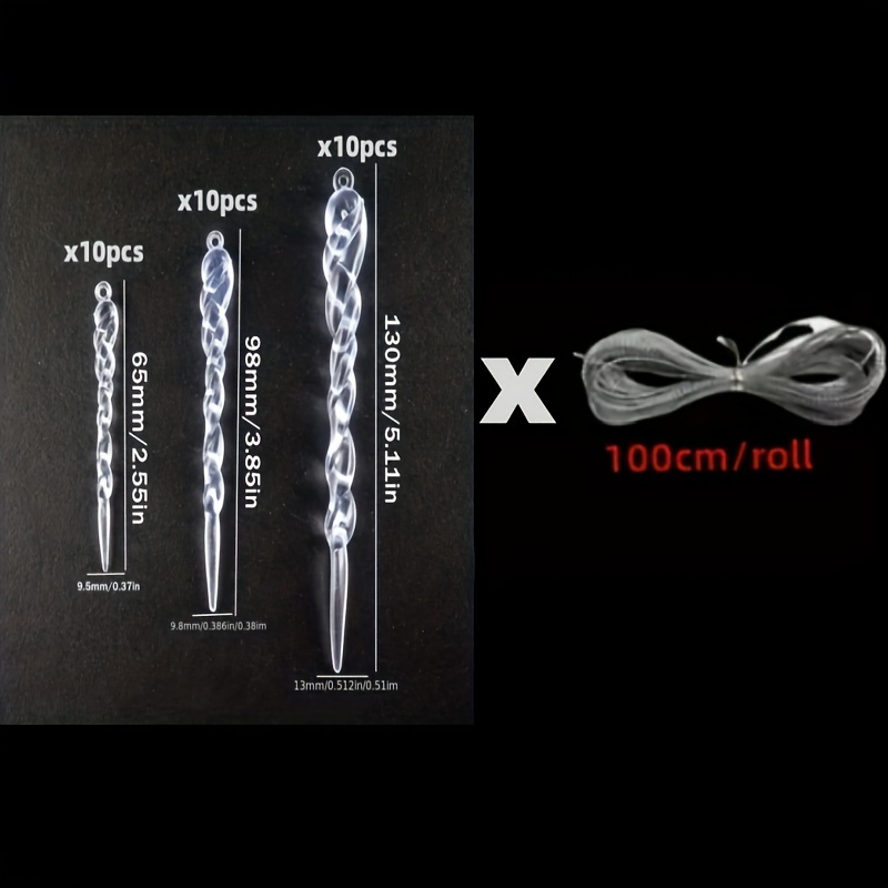 30pcs/set Of Christmas Artificial Icicle Decorations, Creative Transparent Icicle Hanging Decorations, Christmas Tree Decorations
