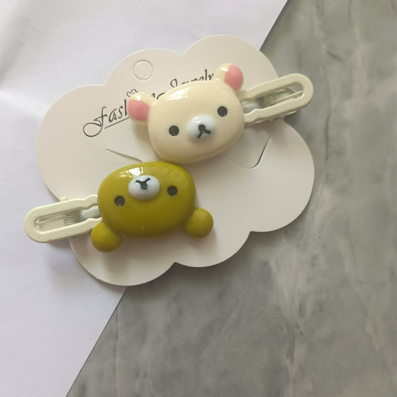 

2pcs Cute Cartoon Bear Hair Clips Set, Plastic Side Clip Hairpins, Sweet , Translucent , For Teens And Adults