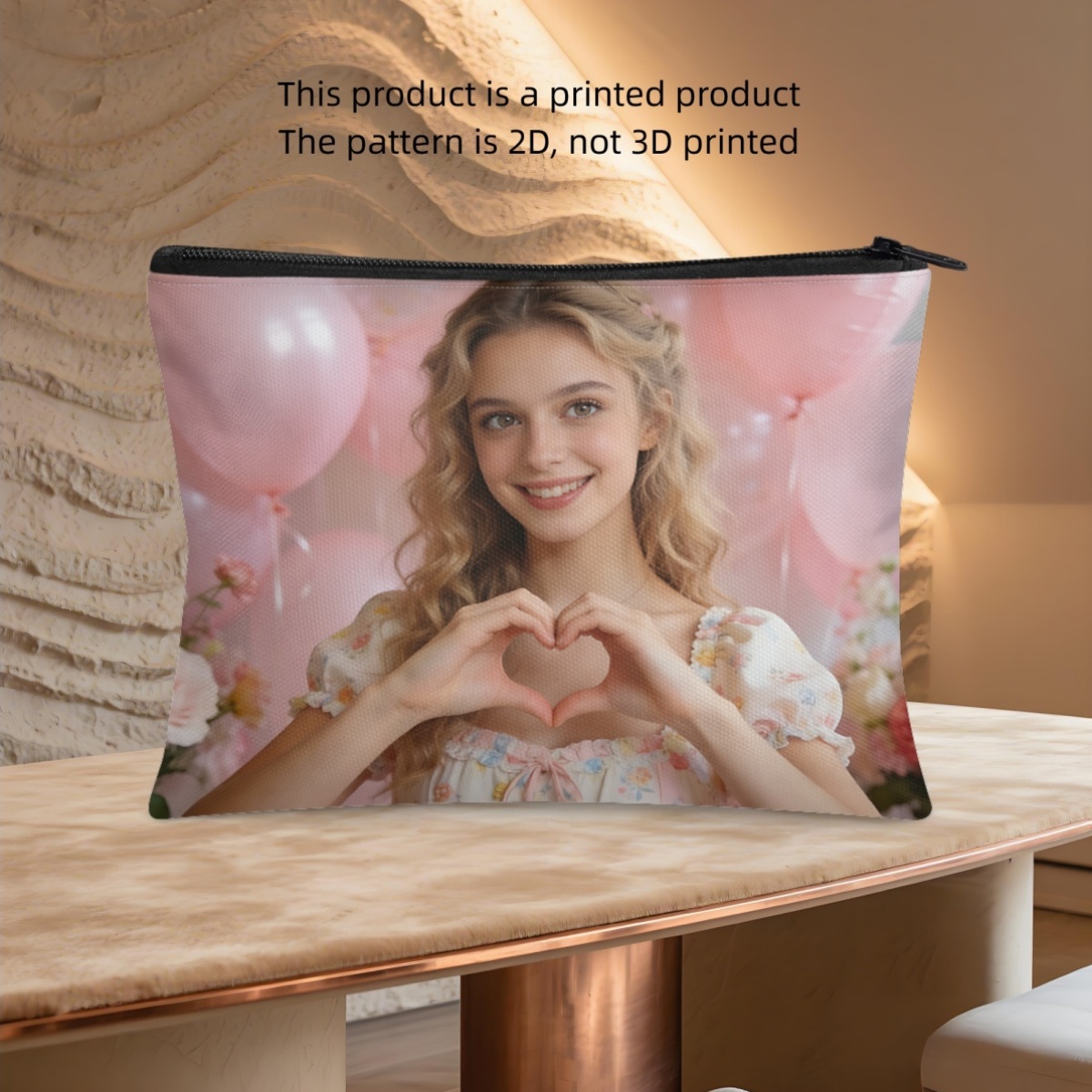 TEMU 1pc, Custom Double-sided Printed Makeup Bag, Material, Lightweight, Soft, Personalized Photo/text/custom Pouch, Suitable As A Gift, Large