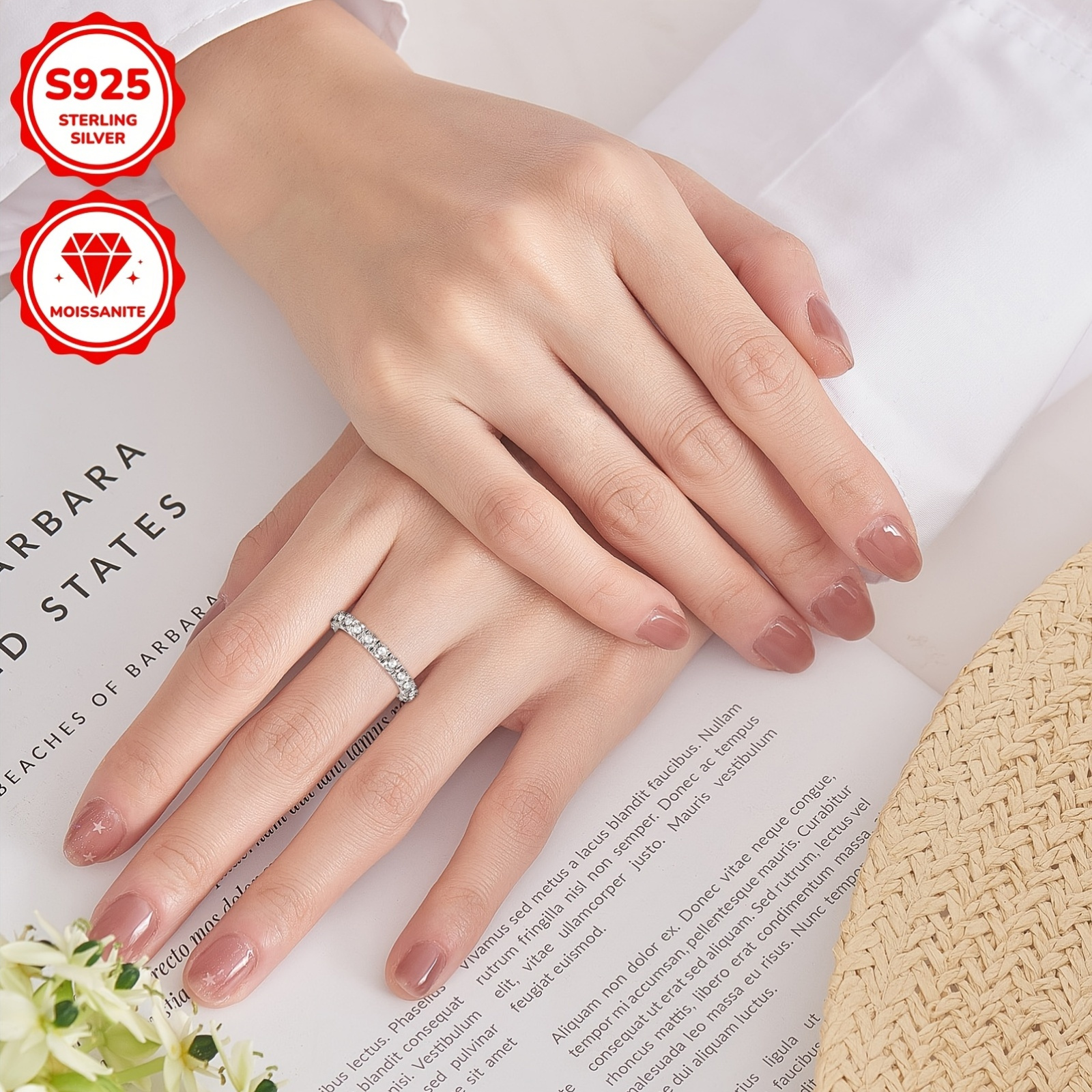 Classic 925 Sterling Silver Eternal Ring with Moissanite Stones