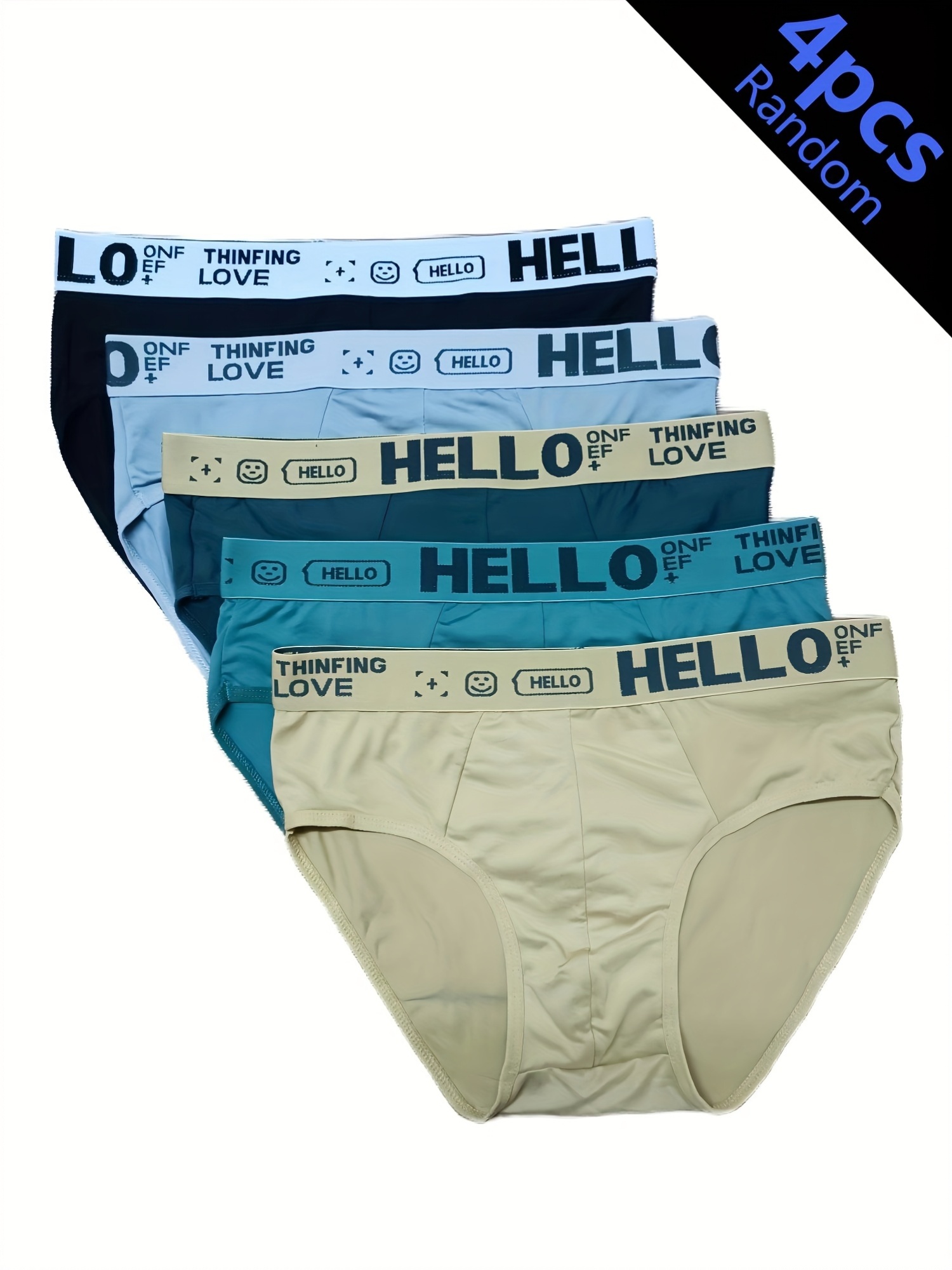 4pcs Hello Lettering Men'S Briefs