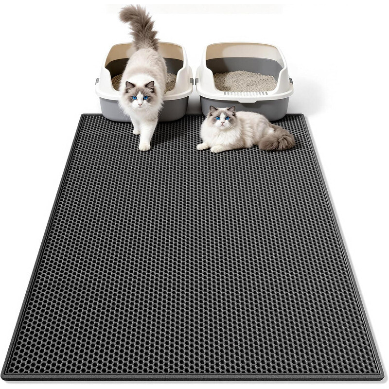 cat litter mat honeycomb double layer design eva pad for litter box traps urine   easy clean non slip mat reduce waste for cats and kittens