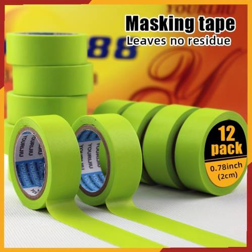 12 rolls 6 rolls masking tapes width 0 78inch 2cm for art crafts and painting no residue solvent resistant for protection car painting