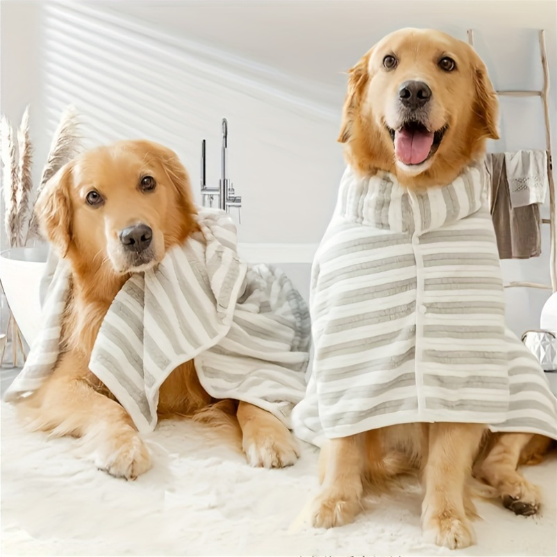 Absorbent Pet Bathrobe Towel, Ultrafine Fiber, Thick Plush Doggy Bath  Towel, Large Size, Soft *ing Pet Shower Robe, with M