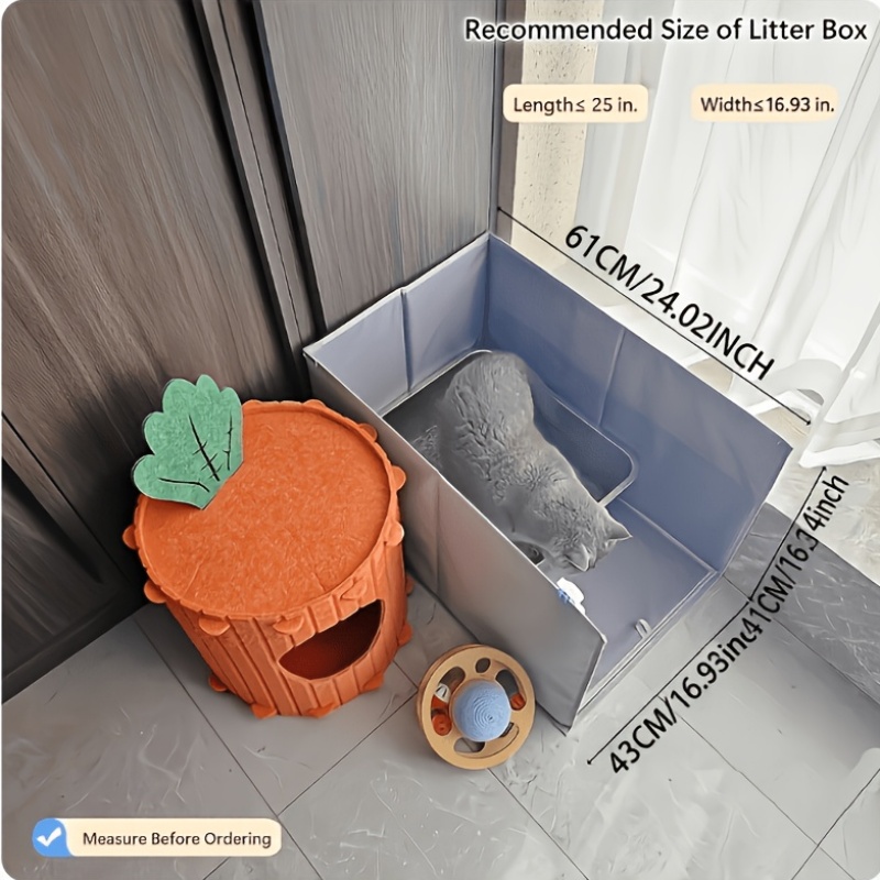 TEMU Large Foldable Escape-proof Cat Litter Box Fence Baffle Increase Cat Litter Box Barrier Clean And Hygienic Easy To Store For Litter Box