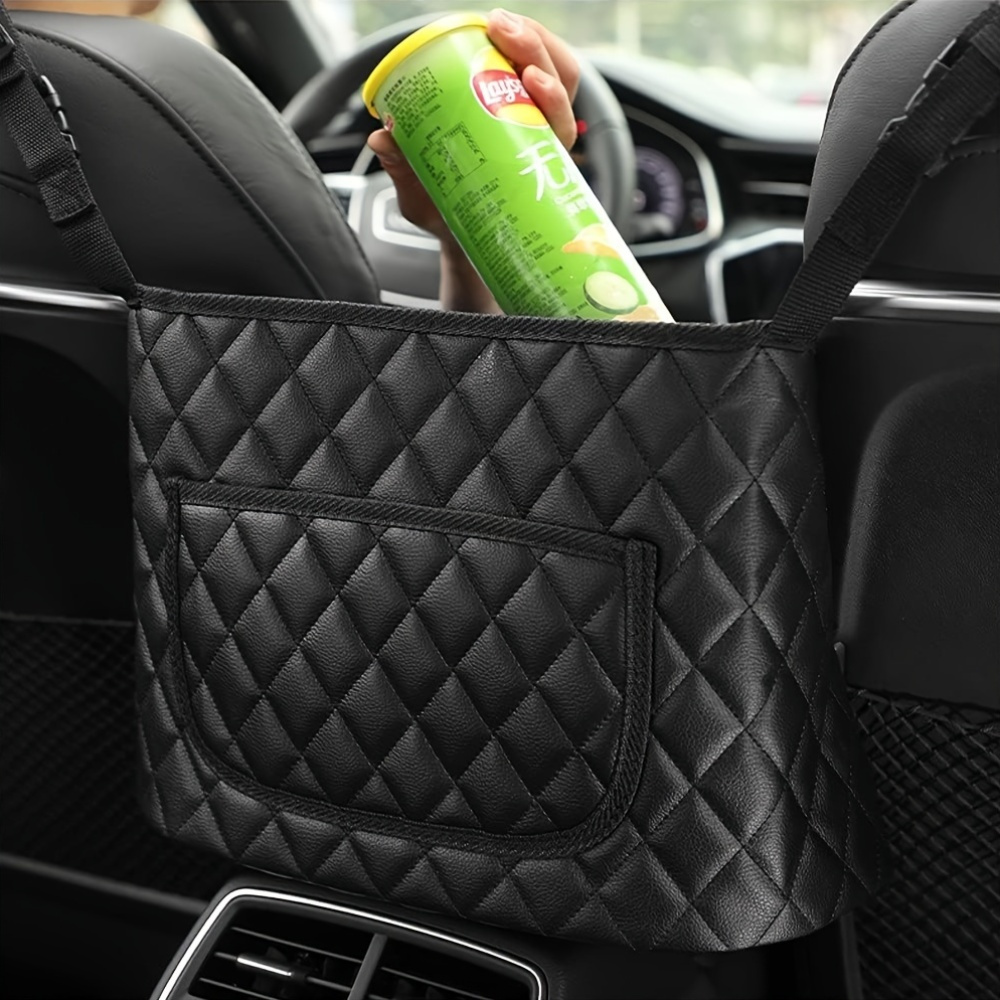 

1pc Leather Car Wallet Holder, Adjustable For Seat Back Storage Bag, Vehicle Handbag Stand, Front For Seat Organizer, Pet & Child Driver Storage Net Pocket, Car For Seat Gap Organizer