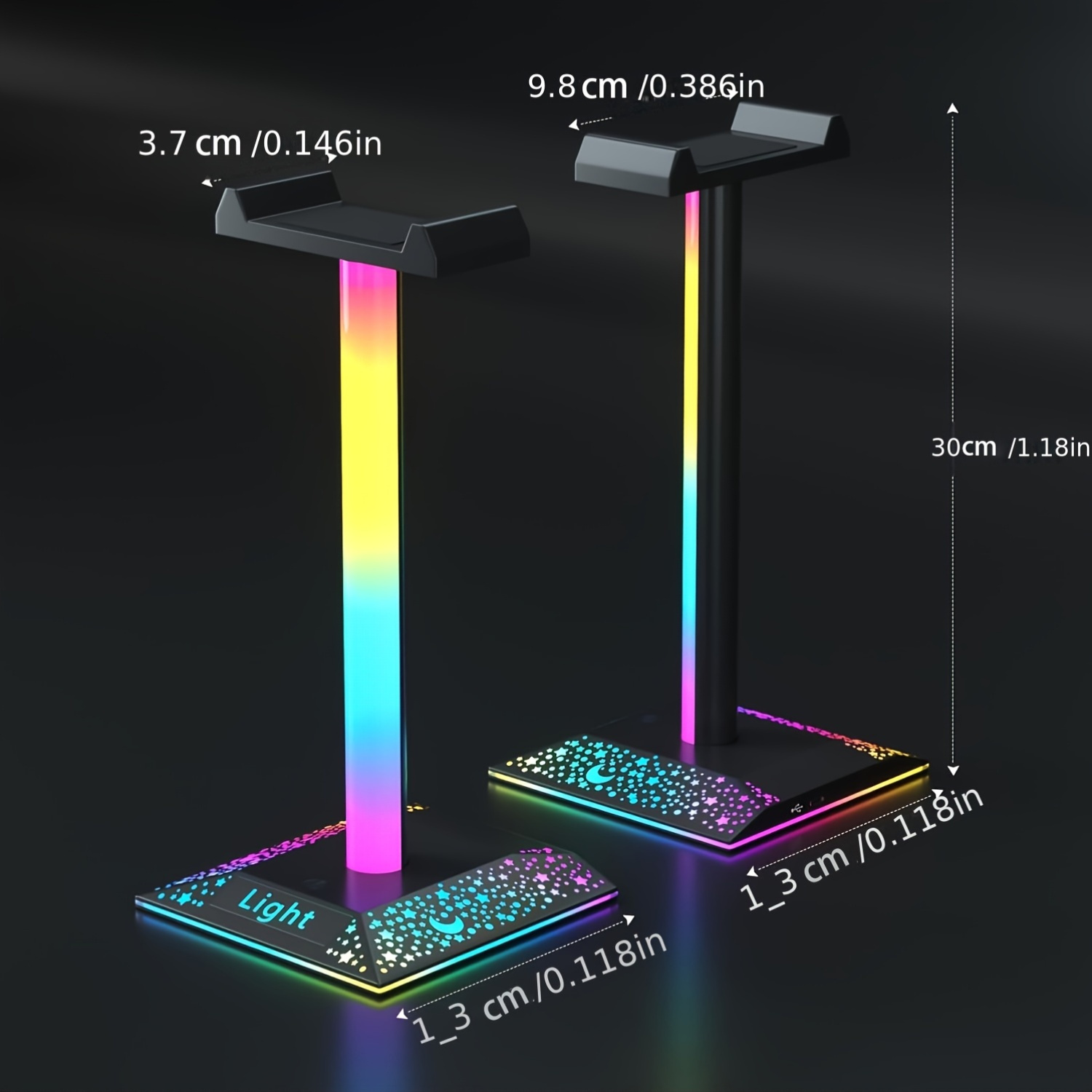 Support Casque Gaming RGB Avec Lumières LED - 50 Modes De Couleur, Ports USB Et Audio - Bureau Gamer Métal Blanc