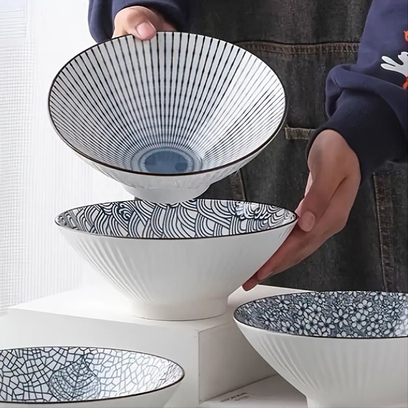 4pcs ceramic bowl tall ceramic plate creative soup bowl ramen bowl noodle   for home kitchen   supplies tableware additions