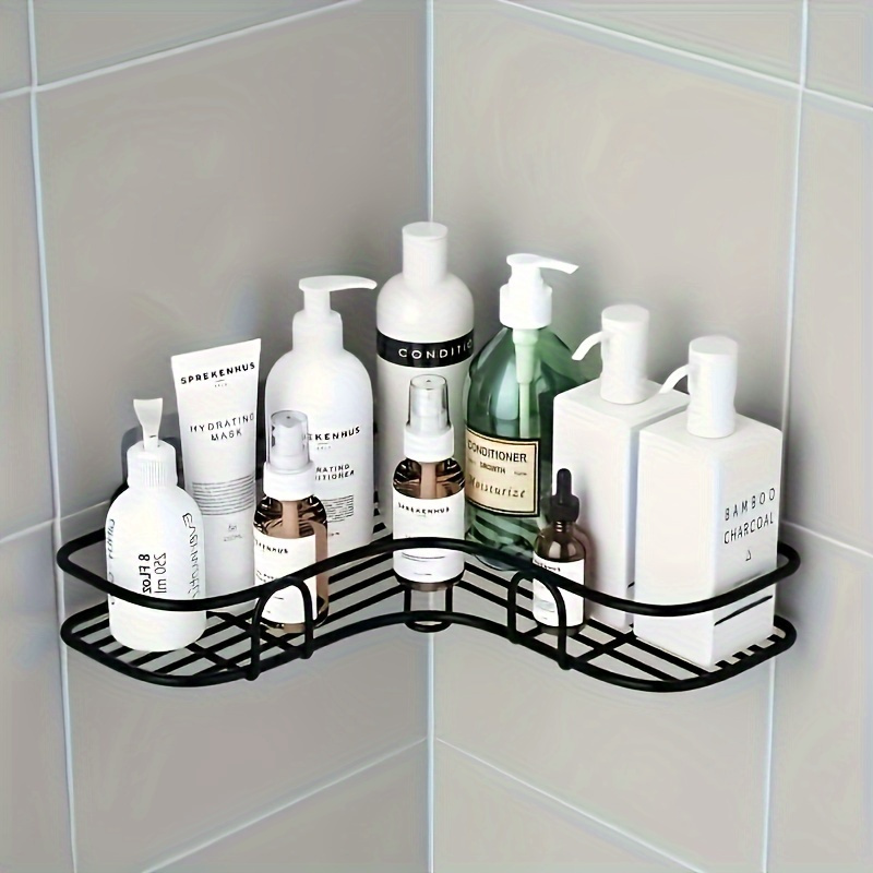 TEMU 1pc No-drilling Metal Corner Shelf - Bathroom Organizer Rack For , Floating Storage For Bath Accessories