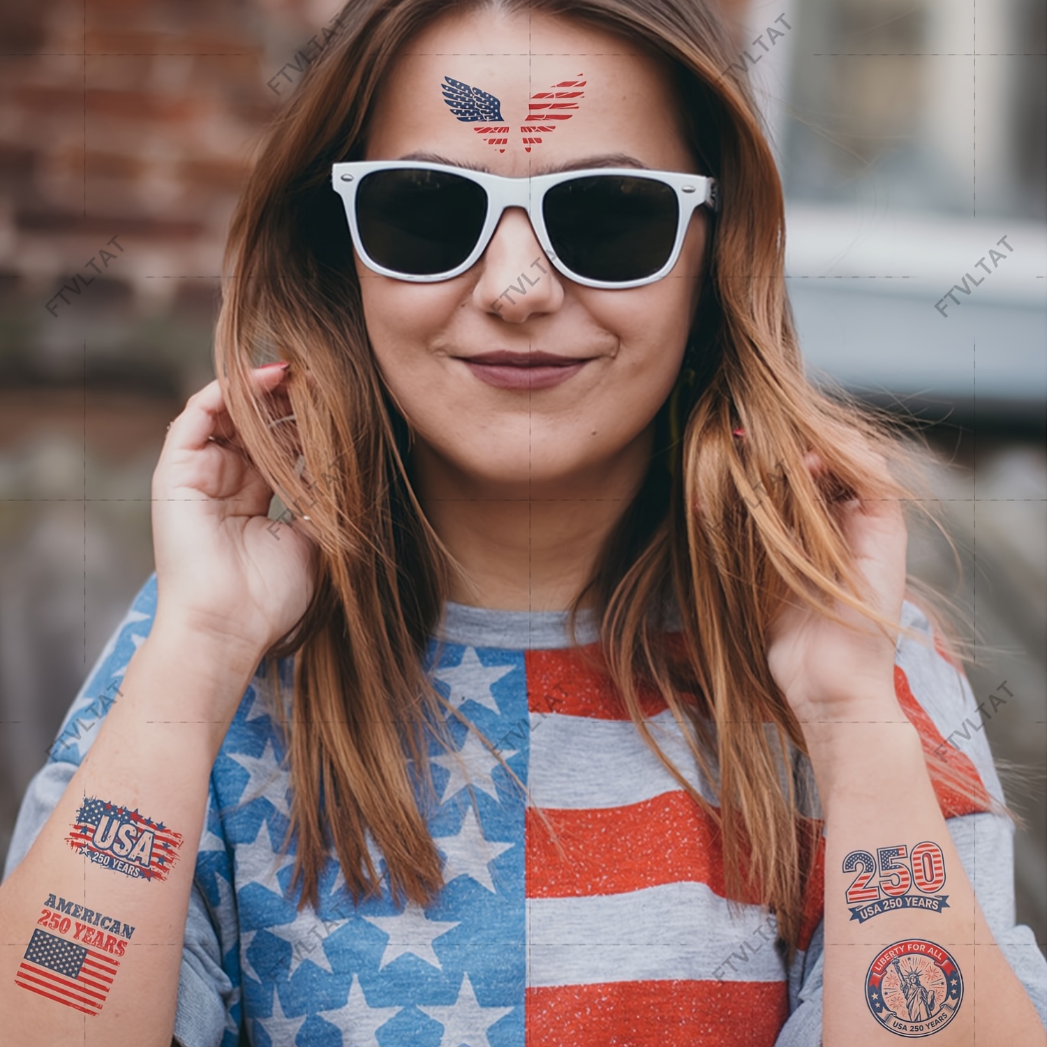   10 sheets 250th usa   temporary tattoos   american flag   tattoos stickers waterproof body art for adults   memorial day party decorations