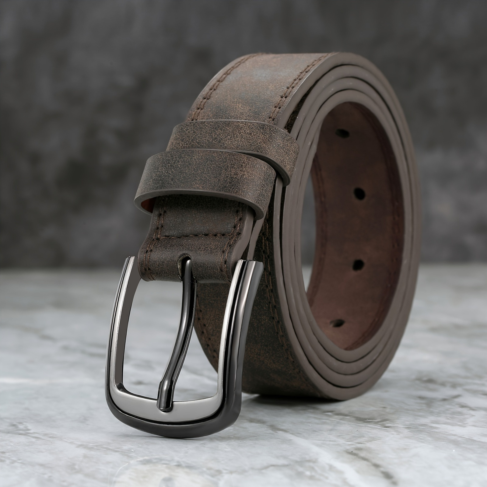 Stylish Wide Stitching Alloy Buckle Belt for Men - Durable, Adjustable, and Comfortable Accessory for Jeans and Trousers - Perfect for Daily Wear, Sports, and Casual Occasions