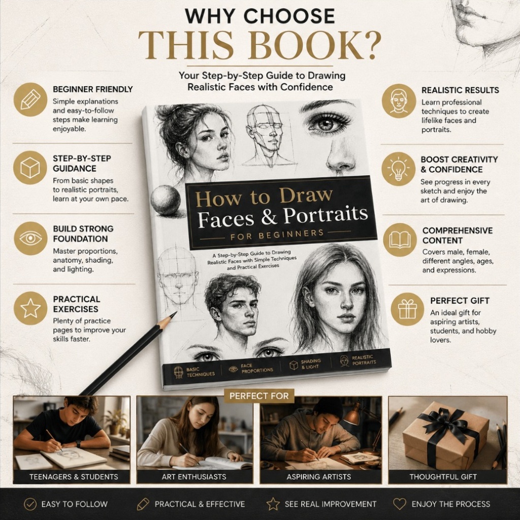 Beginner's Portrait Sketching Book, Step-by-Step Guide
