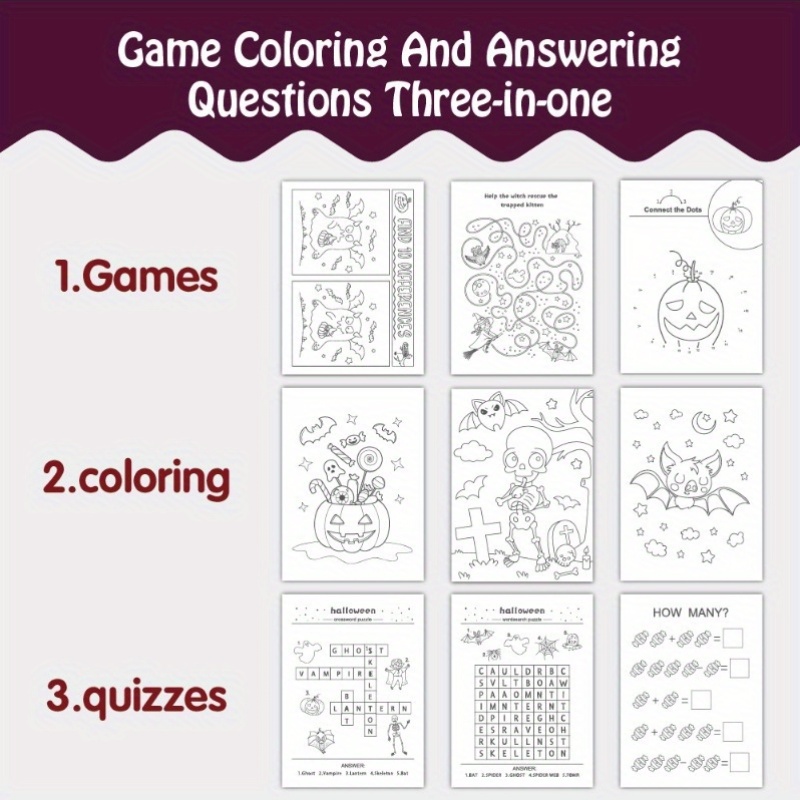 Halloween Coloring Book Puzzle Game for Kids