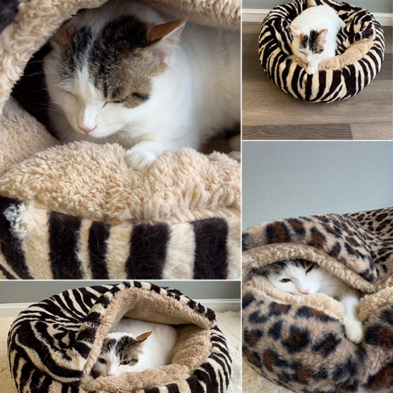 cat nest winter warm enclosed large   thickened cat house autumn and winter lamb round cat sleeping bag Product details 5