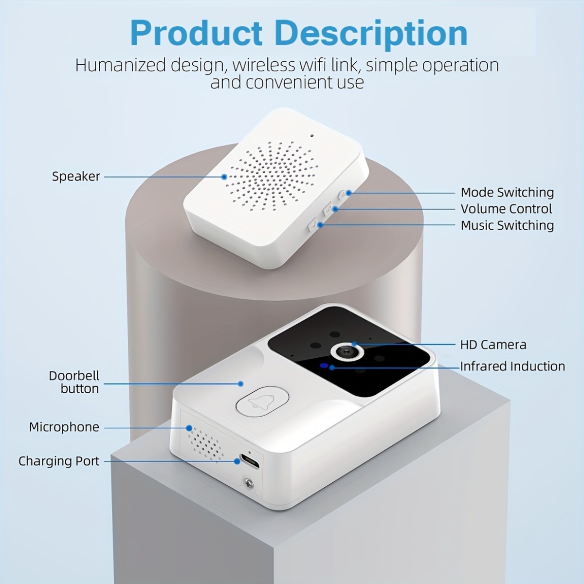 Smart HD Video Camera Wireless Doorbell with Night Vision