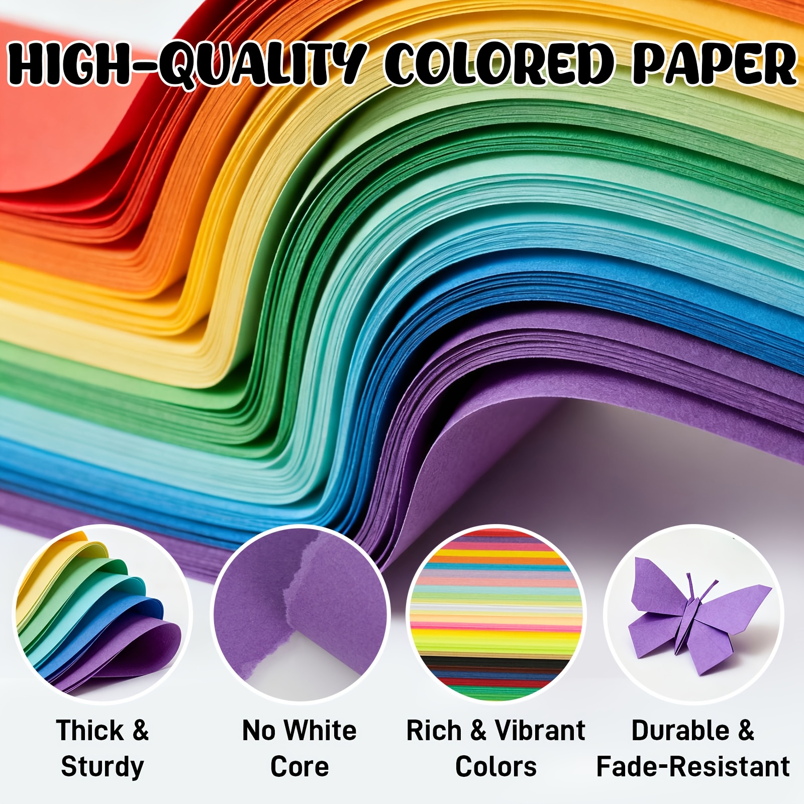 TEMU 500 Sheets Colorful Origami Paper 6x6 Inch, 25 Colors Folding Paper Set For Durable Double-sided Craft Paper For Art Projects, Paper Flowers,