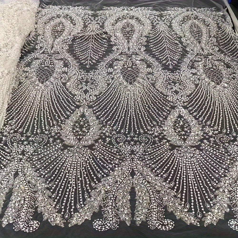 Luxurious Nigerian African Beaded Lace Fabric