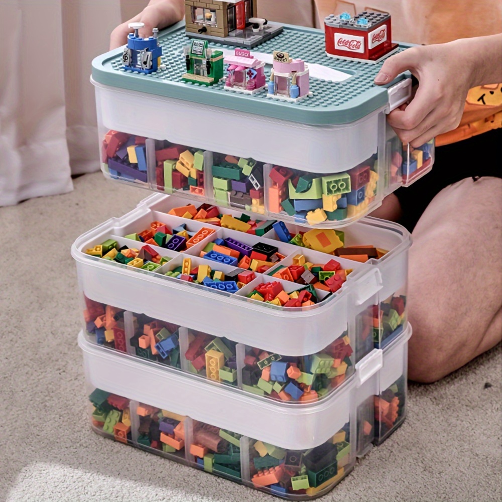 3-Layer Plastic Compartment Open Storage Box for Craft Supplies
