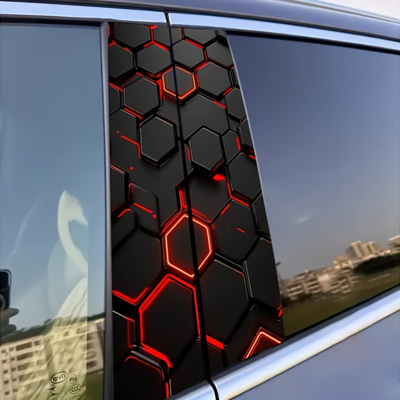 2pcs plaid car stickers suitable for all car models waterproof scratch resistant and durable vinyl decorative stickers for car door b pillar self   and   space theme car door decoration stickers