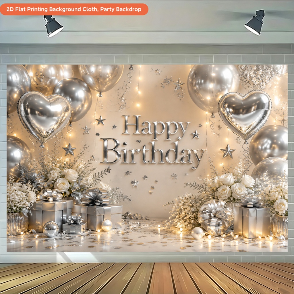 Silvery Party Decorations Polyester Backdrop