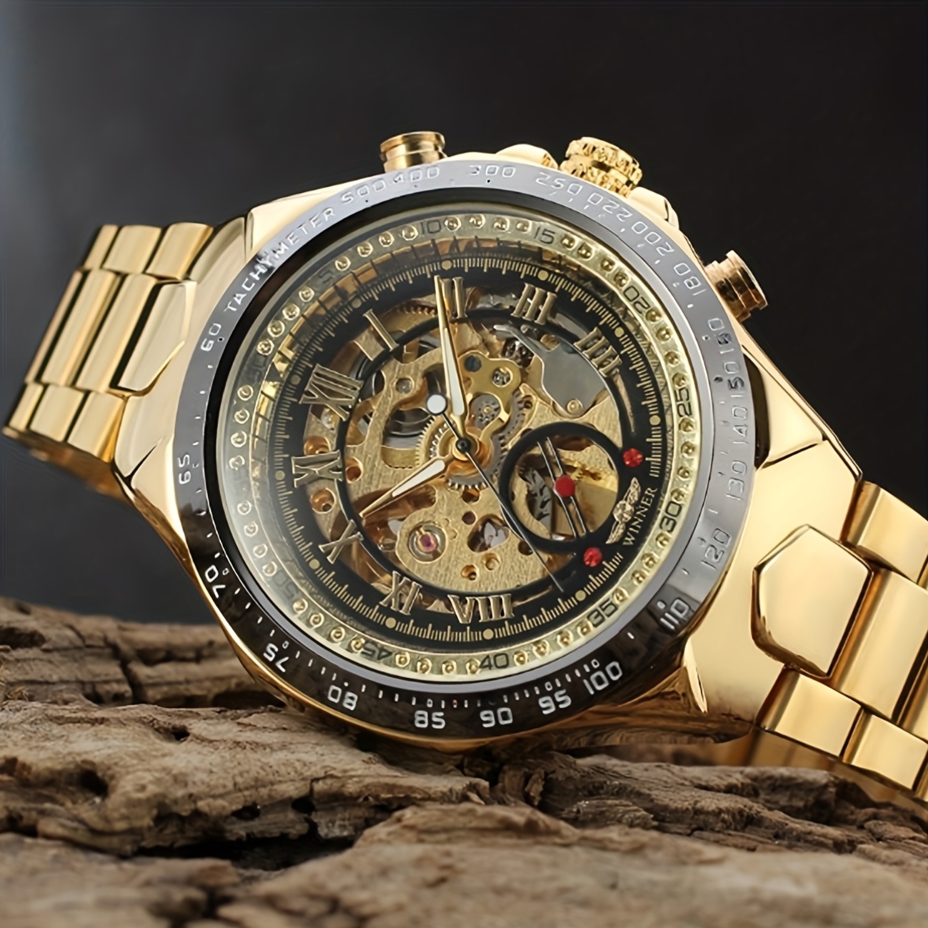 Mechanical Sport Design Bezel Men's Watch, Hollow Dial