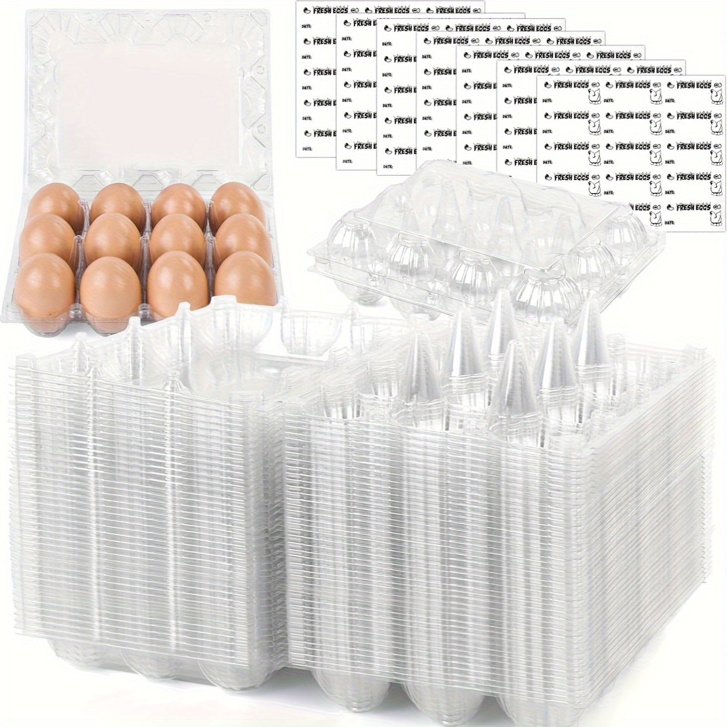 60 100pcs 12 6  bulk clear plastic egg cartons cheap bulk packing egg cartons for     commercial market display   birthday     kitchen storage refrigerator egg rack