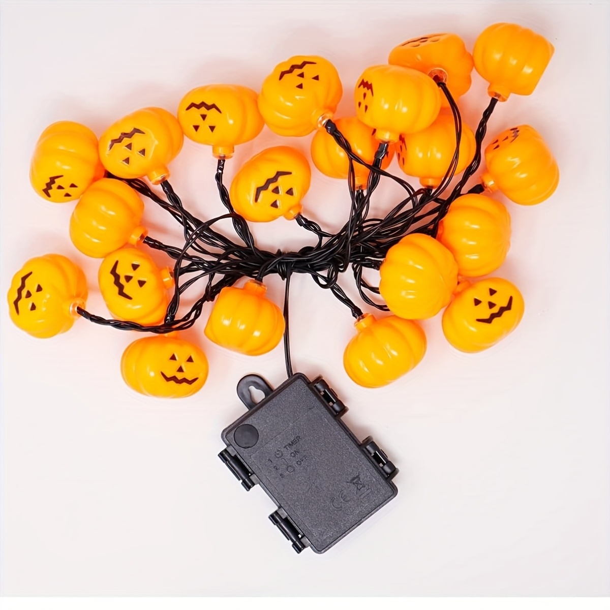 20pcs Orange Pumpkin String Lights with Timer — 11ft Battery Operated LED