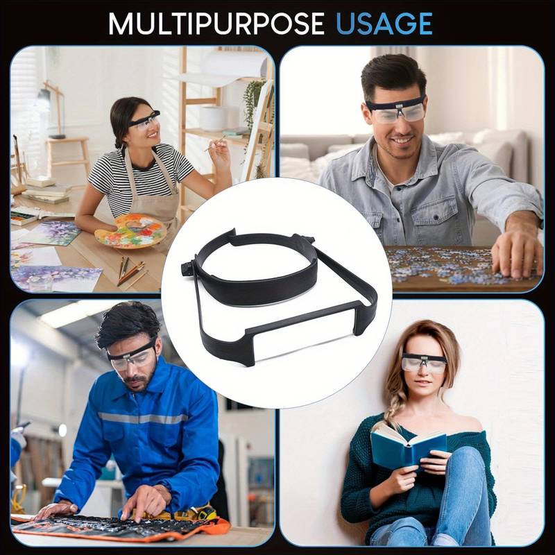 4-Lens Head Magnifier Glasses – Magnifying Visor With 1.5x-3.5x Lenses, Hands-Free, Jewelry Work