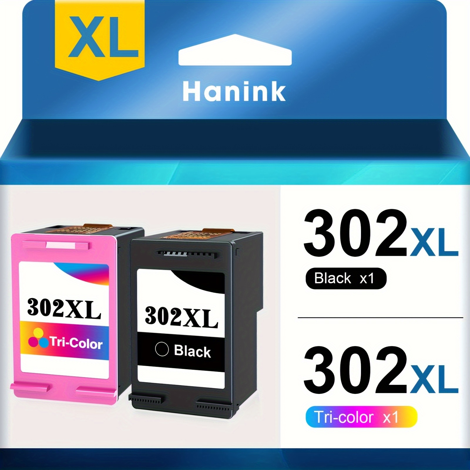Image of 2-pack 302xl Ink Cartridge Black & Tri-color Replacement Compatible For 302 For 302xl 2130 2131 1110 1111 1112 3630 5200 3639 4520 Printer
