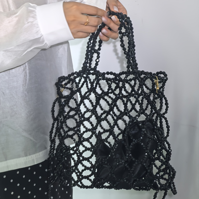 Original Custom Handmade Women'S Bag Set Black High-end Hollow Out Can Be Crossed with Inner Lining Whole Set Women'S Single Shoulder Bag Large Capacity Niche European and American Women'S Bag 2025 New, Black Handbag, Handbag Black, Black Purse, Handbag For Women