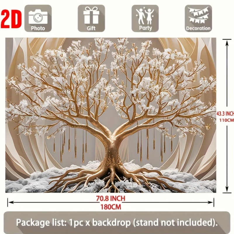 White Tree Of Life Wall Tapestry For Living Room And Party Decor_voghion.com