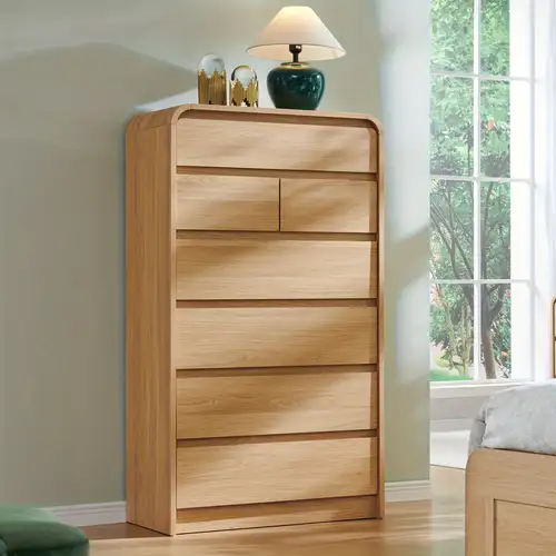 contemporary dresser with five drawers for , standing 45 inches tall, featuring a curved design. this -century wooden vertical dresser showcases texture, suitable for and living room - furniture - Temu contemporary dresser with five drawers for , standing 45 inches tall, featuring a curved design. this -century wooden vertical dresser showcases texture, suitable for and living room - furniture - Temu