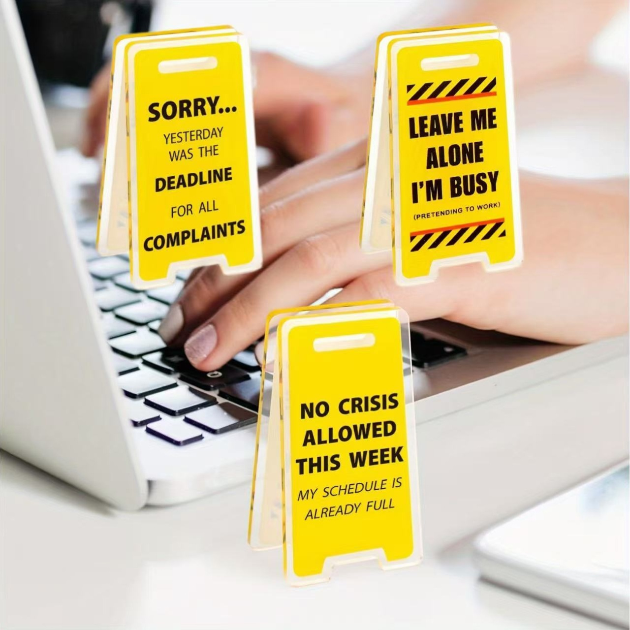 TEMU 3pcs Acrylic Desk Signs - Humorous Office Decor, Colleague Gifts, Multifunctional Room Decor - 'do Not Disturb, Busy' - 'no Crises This Week' -