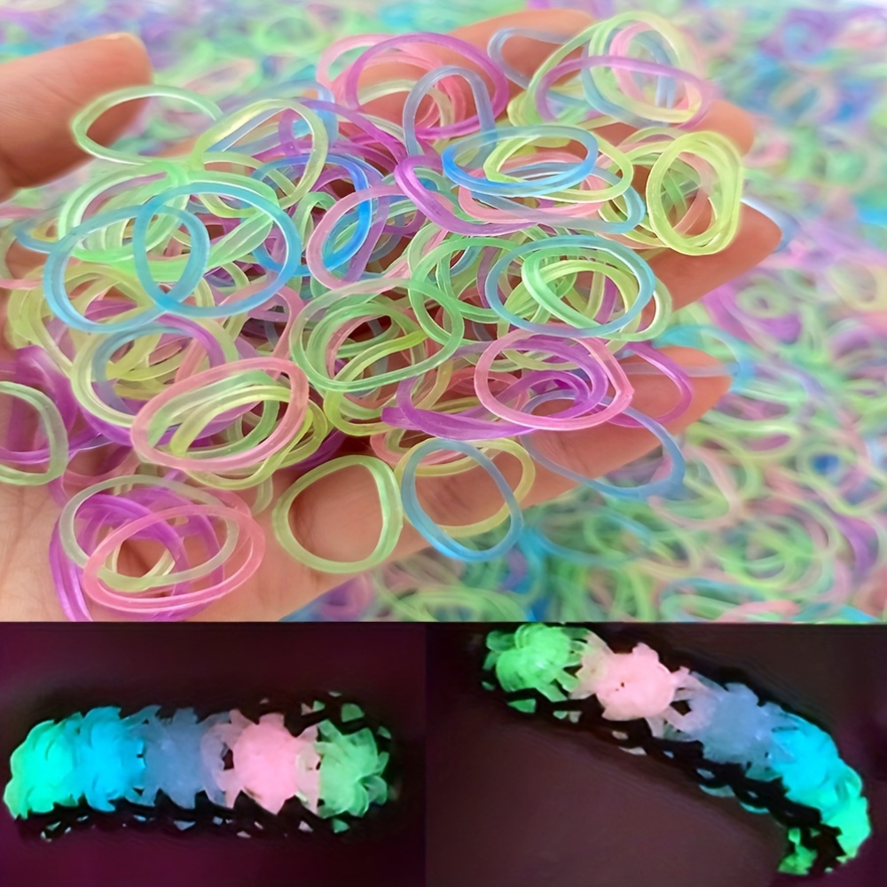 200/500pcs Luminous Loom Bands Set DIY Transparent Rubber Bracelet  Making Kit, Handmade *-the-Dark Jewelry Crafting Accessories for Party  Favors,