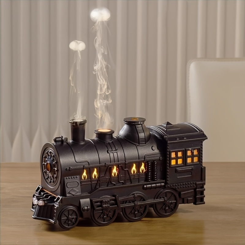 USB-Powered Mini Train Essential Oil Diffuser with 2 Lights - Cold Mist, Dual Spray Modes for Home, Office, Hotel - Ideal for Large Rooms, Office Aroma Enhancer | Modern Aesthetic | USB Powered Diffuser, Essential Oil Diffuser