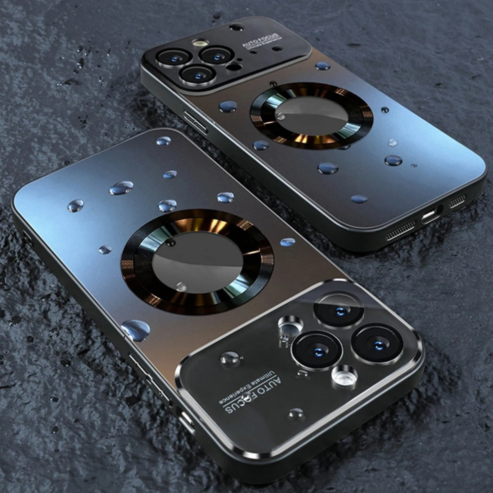 new titanium metallic color luxury matte phone case for iphone 15 14   11 pro   magnetic wireless charging case shockproof glass camera lens protection cover 1