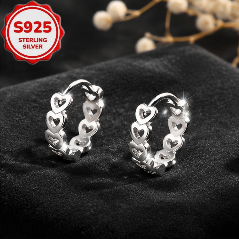 2pcs S925 Silver Hollow Heart Ear Cuffs — Romantic Gift