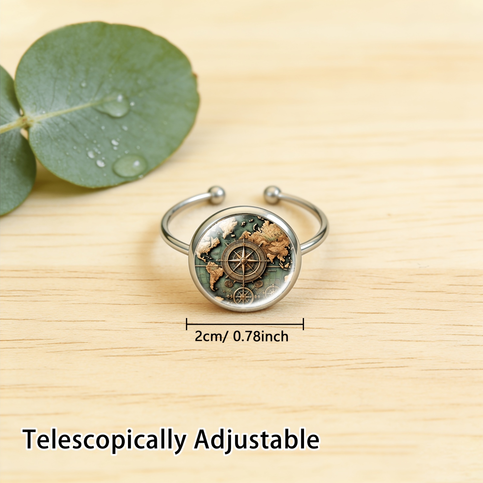 Women's Unique Colored Glass Inlaid Open Ring