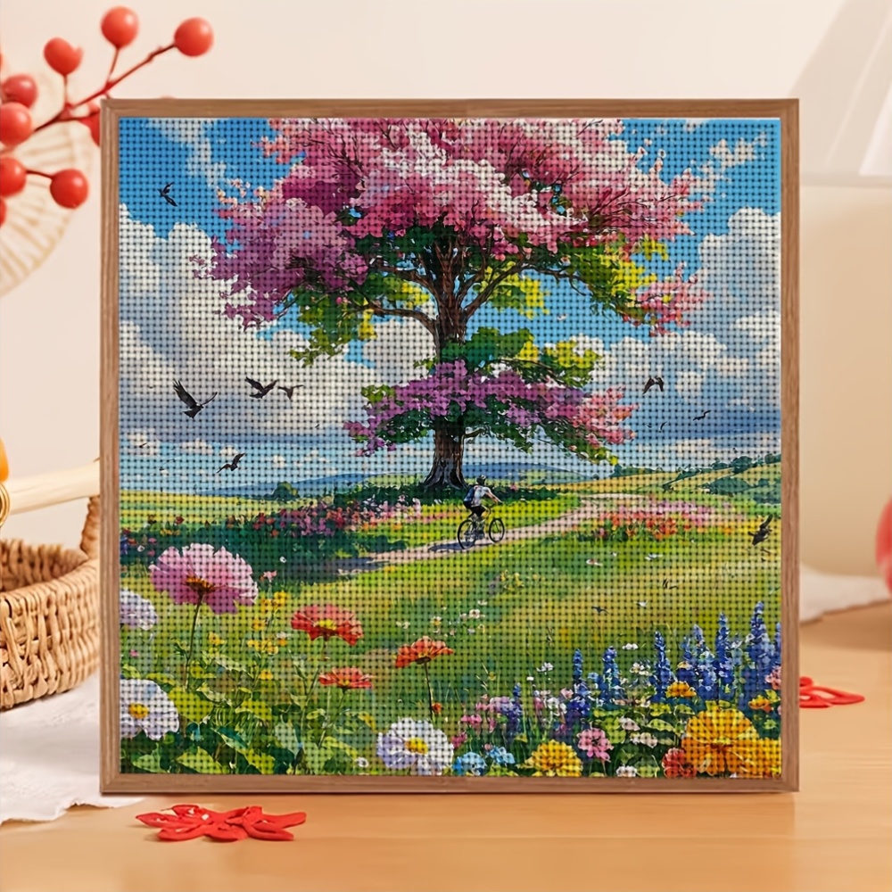 Stitch Print Set, Frameless, Riding Under The Tree of Flowers Pattern