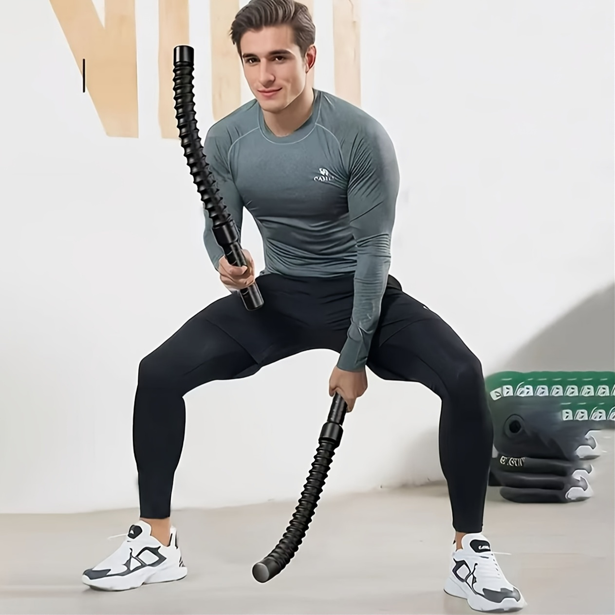 Posture Stick RACOC 5 Ft Adjustable Yoga Stick - Steel Stretching Bar For Mobility, Flexibility, Balance, Posture | Non-Slip Foam Handles, Portable Exercise Stick Pole Fitness Pole