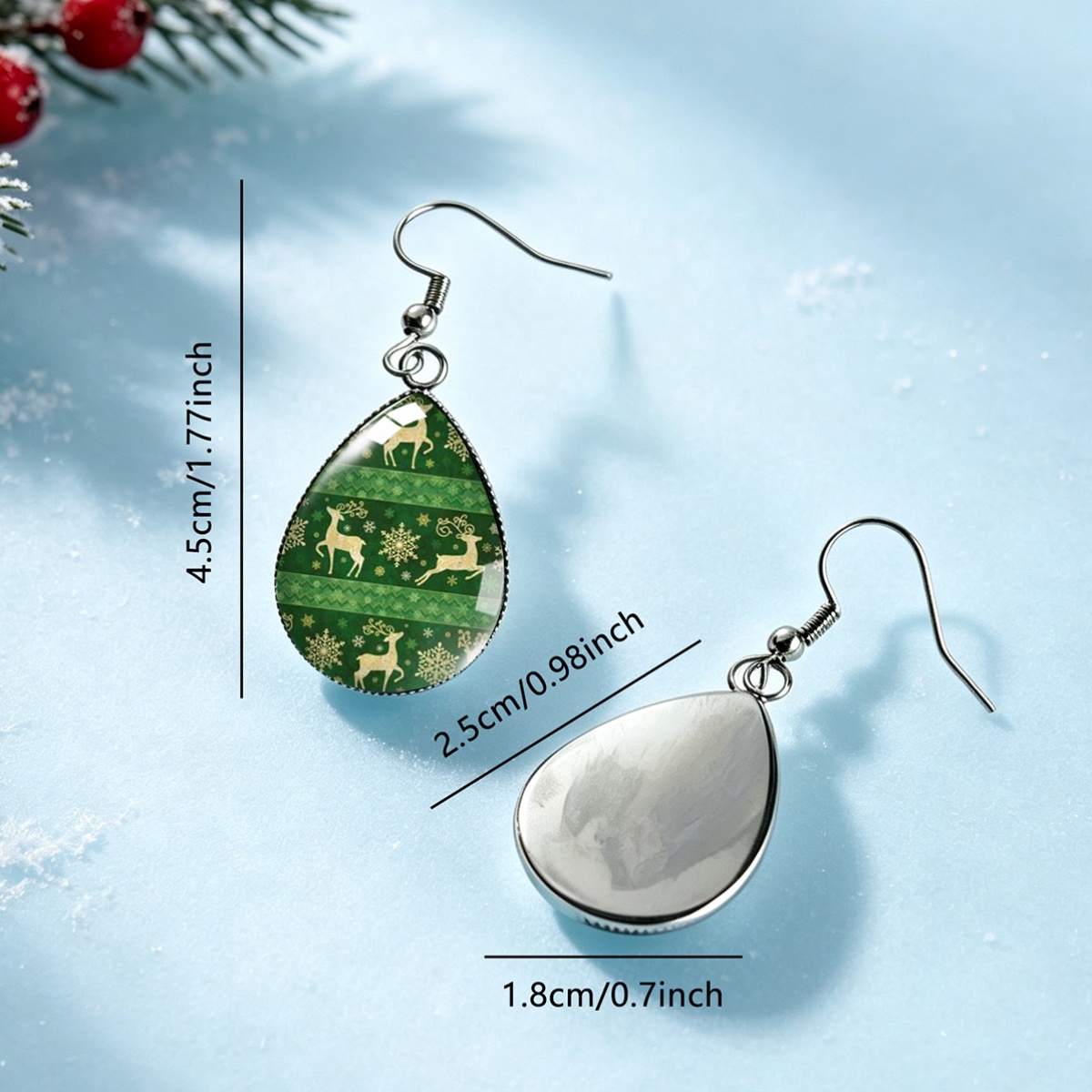 Vintage Festive Style Reindeer Snowflake Drop Earrings