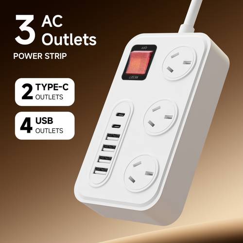 1 9 in 1 power strip 3 ac sockets 4 usb 2 type c single switch extension cord desktop charging station suitable for home computer