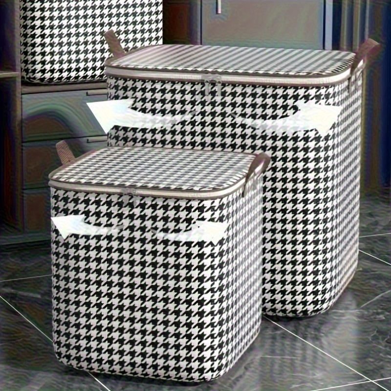

Pattern Large Capacity Storage Bag - Non-woven Fabric Dustproof Zipper Organizer For Blankets And Clothes - Hand Washable Thickened Container