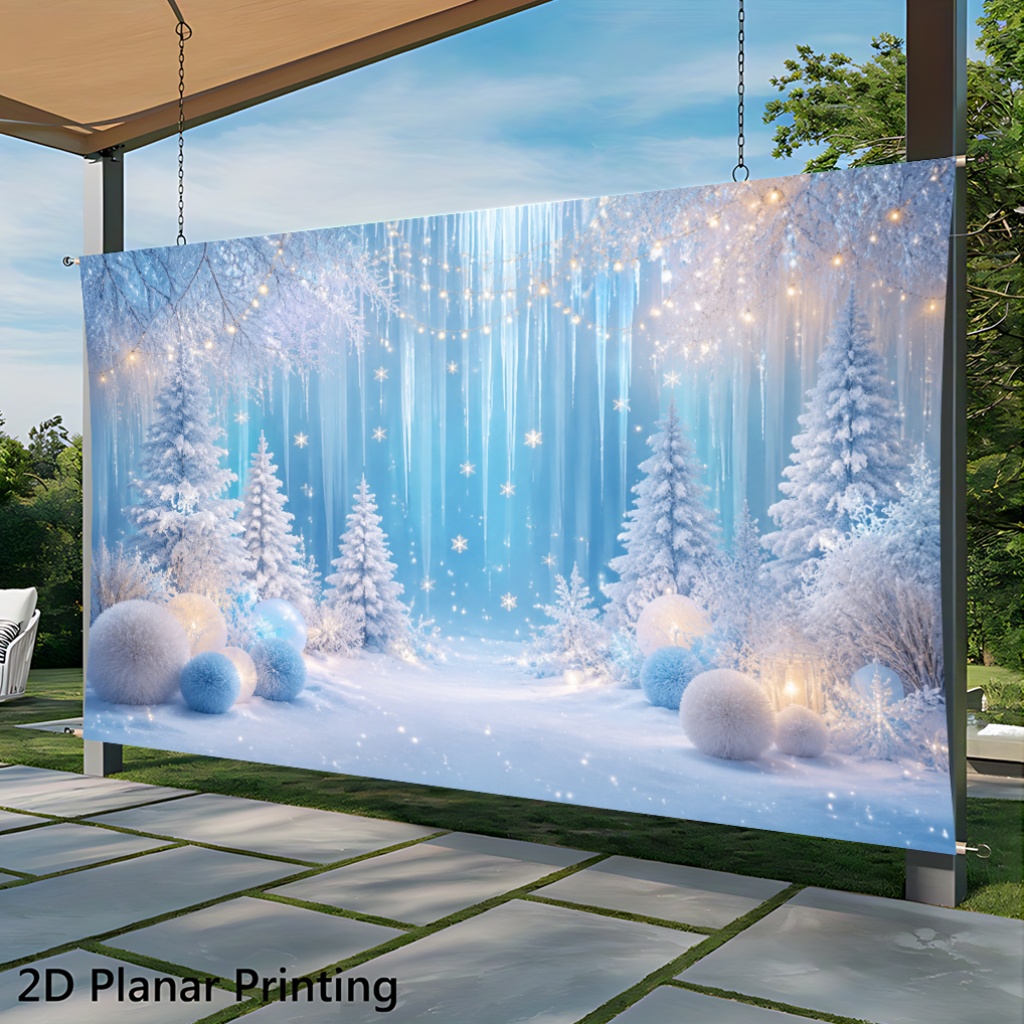 Snowy Trees Winter-Themed Banner Backdrop