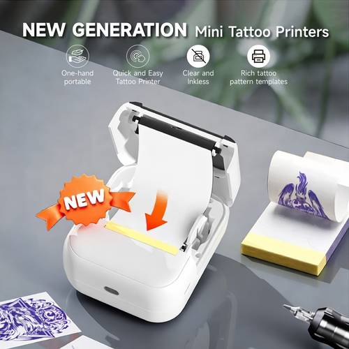 c50 mini wireless tattoo stencil printer works with smartphones and tablets compact thermal tattoo printing device for artists and novices mini thermal printer for tattoo labels 110 sheets of tattoo transfer paper