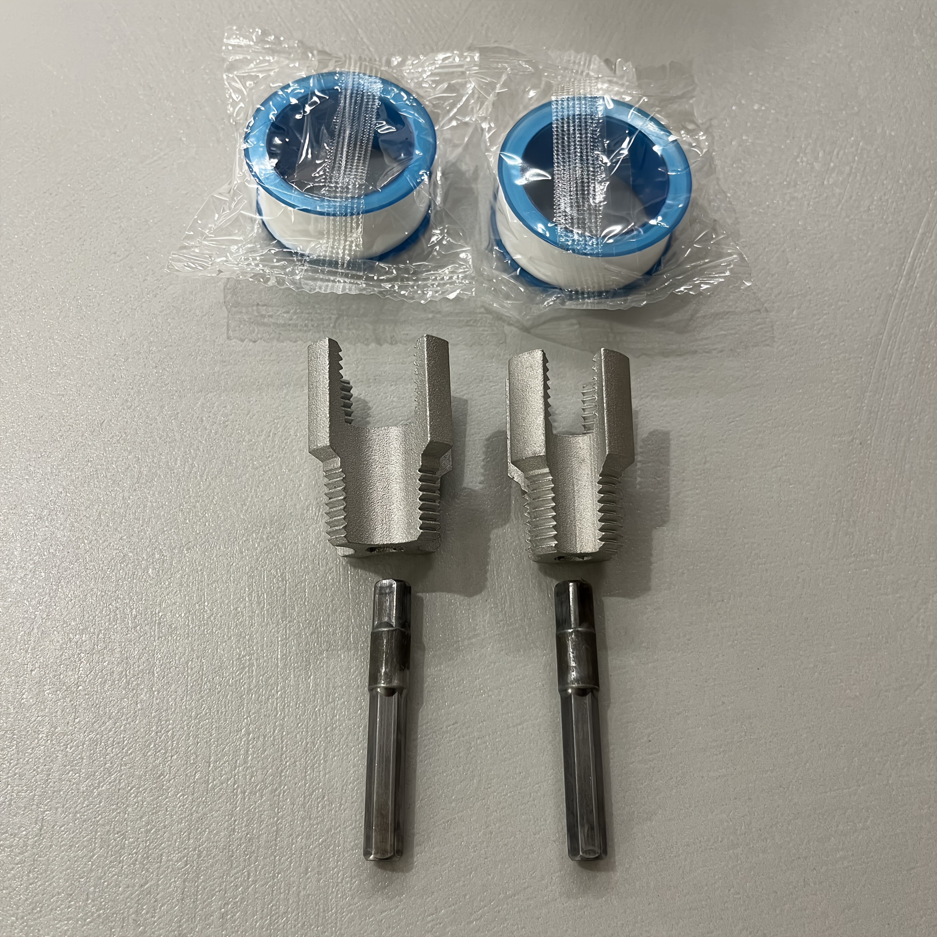 Image of 4pcs Ppr Pipe Threader Tool + Water Pipe Sealant Tape, +dn20, Electric Drill-type Thread Repair - 1/2&3/4 Internal & External Threads For Pvc And Ppr Pipes, Heavy-duty Metal Pipe Repair Tool
