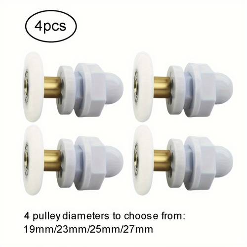 4 pack 23mm sliding door rollers for shower glass doors bathroom cabinets durable white plastic wheels