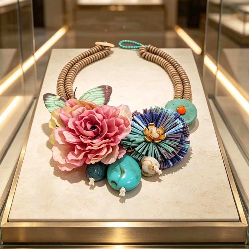 Bohemian Floral Butterfly Heavy Chain Necklace