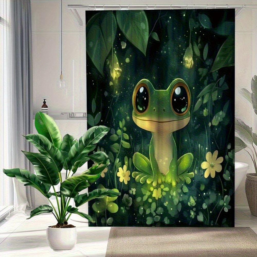 Feelyou Frog Shower Curtain Set – 72x72 Inch Cute Animal Theme, Waterproof Polyester, Includes 12 Hooks
