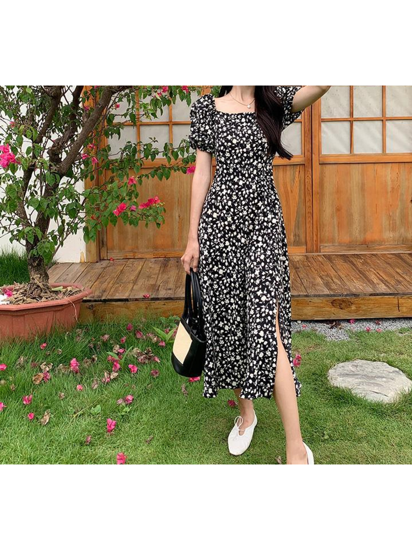 french elegant floral midi dress Melody Floral Midi Dress main image 1